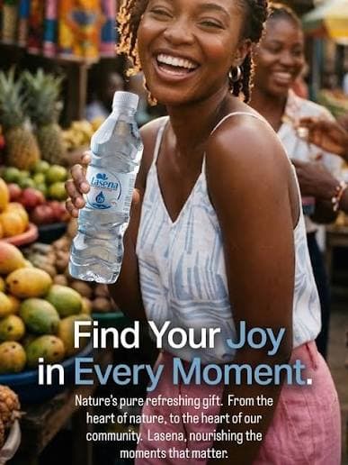 Lasena campaign poster: Find Your Joy in Every Moment — nature's pure refreshing gift